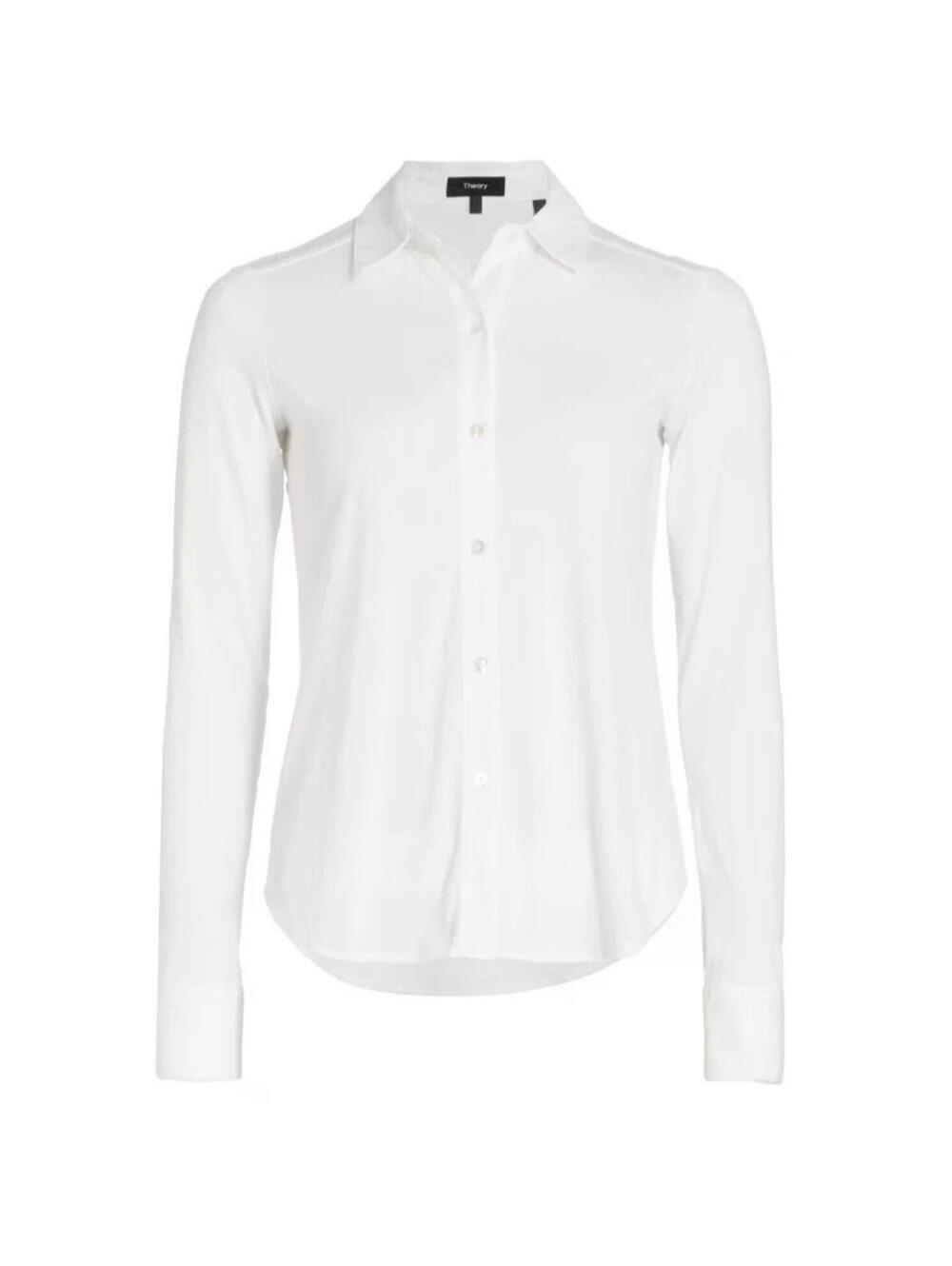 Theory Riduro Organic Slub Cotton Button Up Shirt White Size S